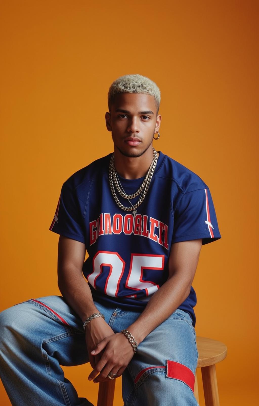 Blue Jersey Studio Portrait