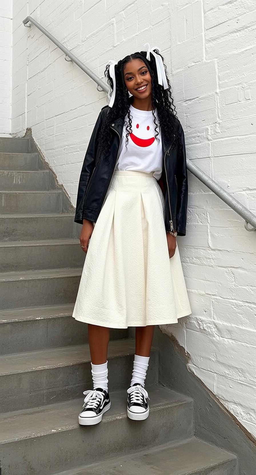 Casual Young Long Dark Curly Pigtails White