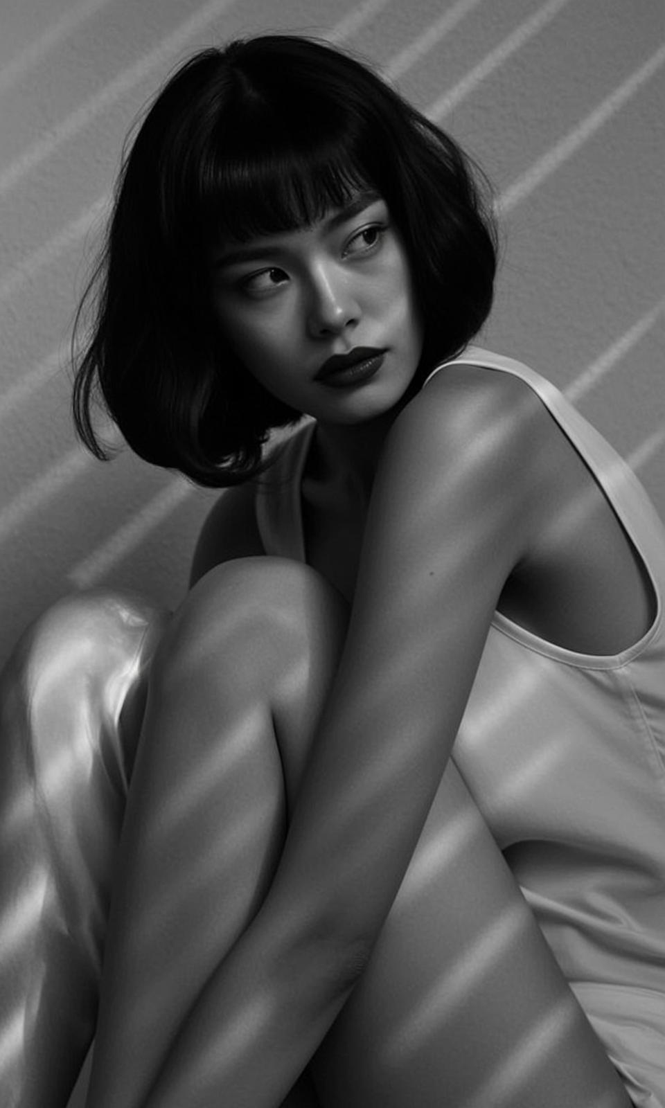 Black White Contemplative Portrait
