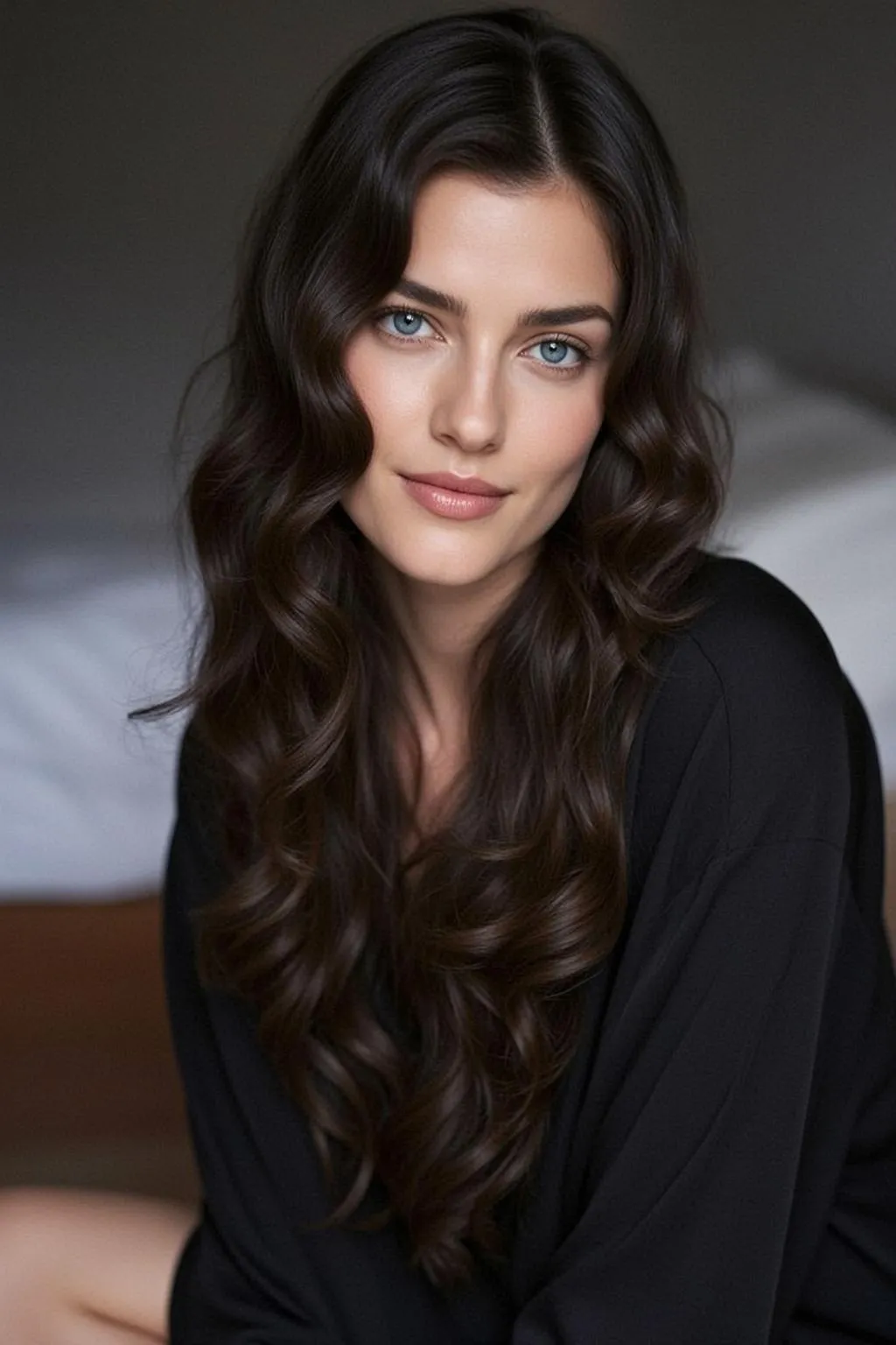 Hair Salon Young Long Wavy Dark Brown
