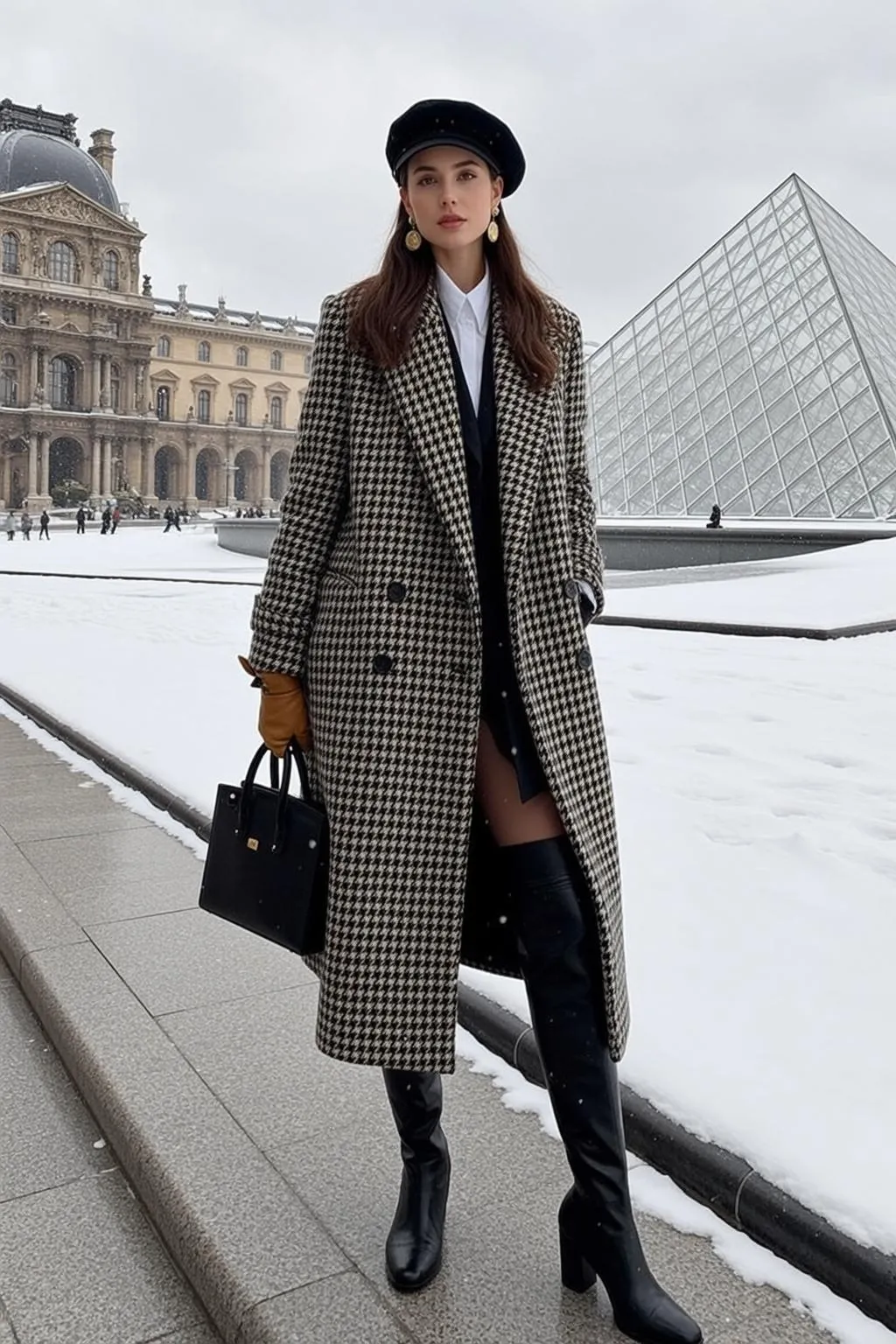 Paris Louvre Snow Fashion Shoot