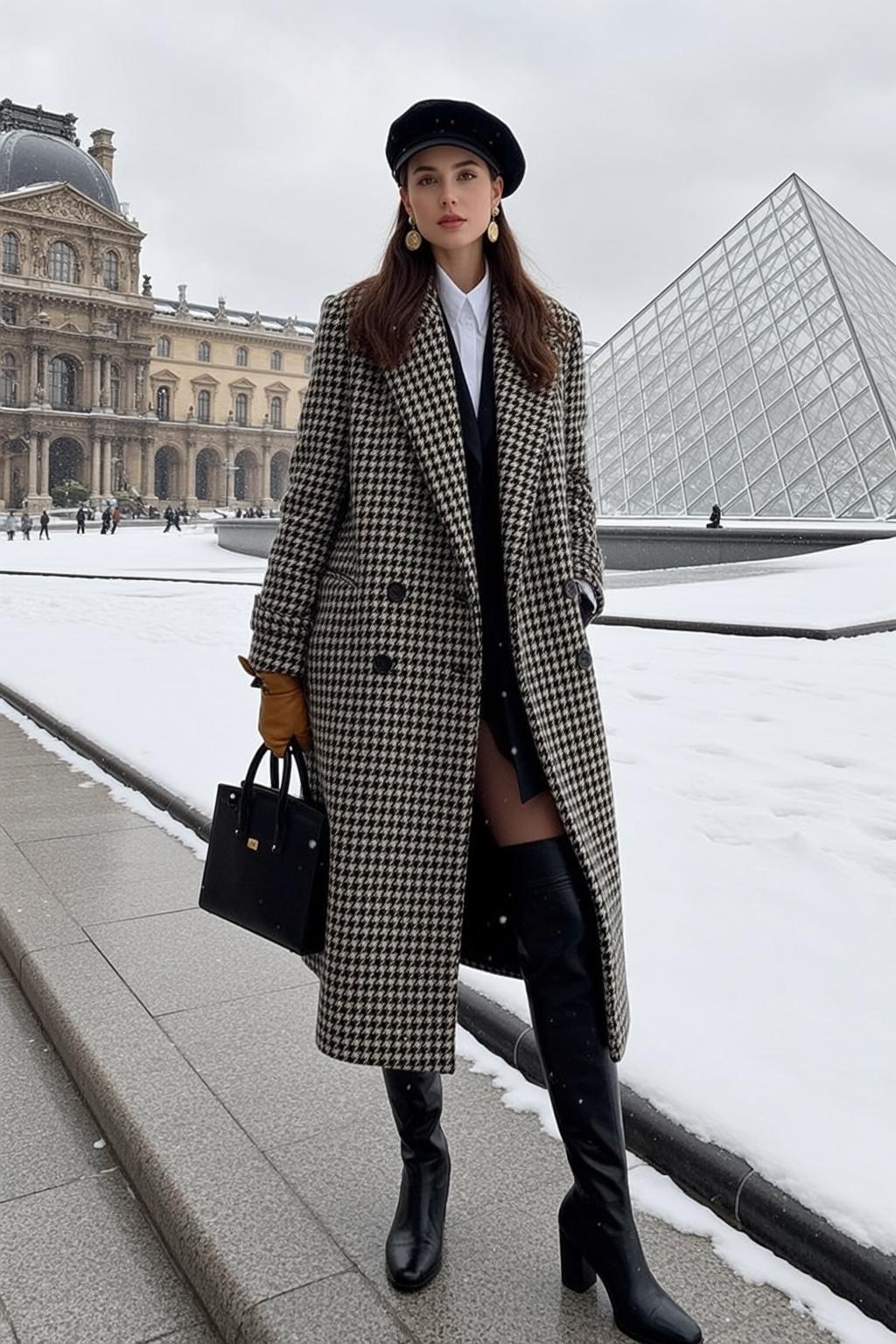 Paris Louvre Snow Fashion Shoot
