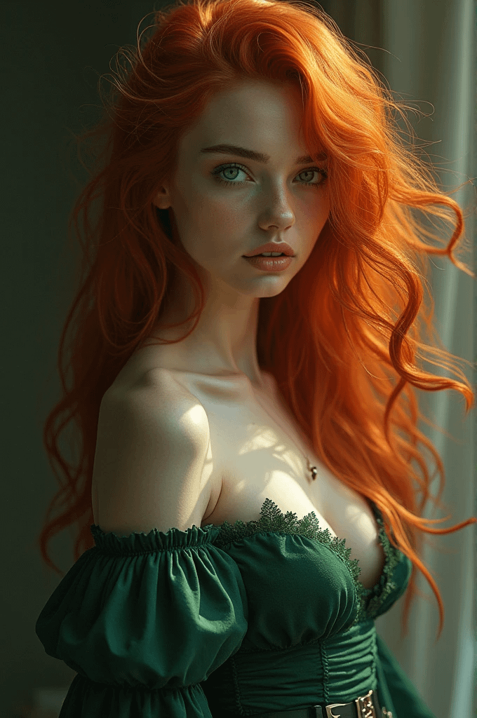 Emerald Green Dress Neutral Expression