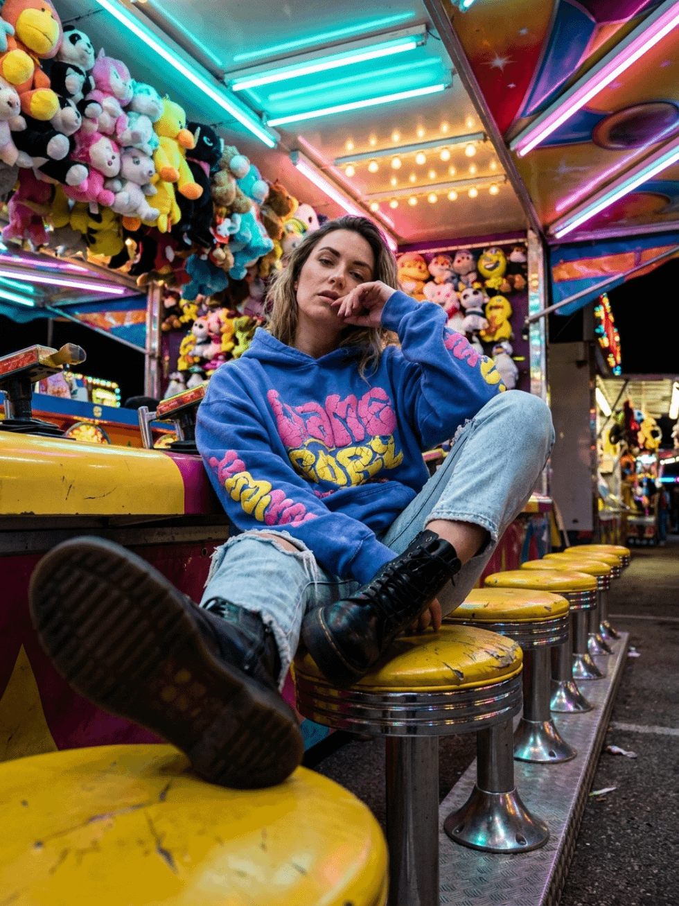 Carnival Booth Editorial Portrait Crowded Nighttime Plush Prizes