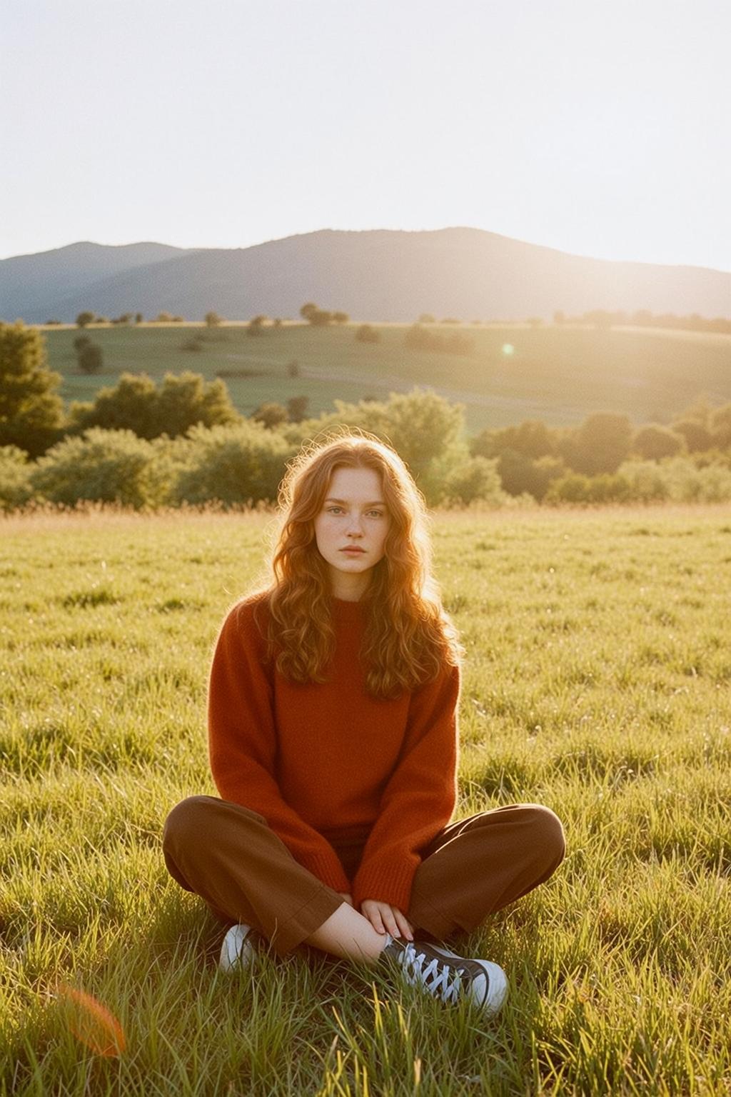 Autumn Young Freckles Long Wavy Auburn Hair
