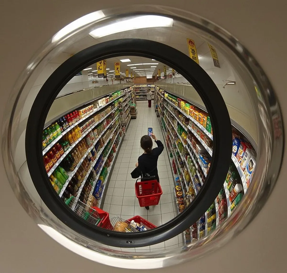 Supermarket Basket Aisle Scene