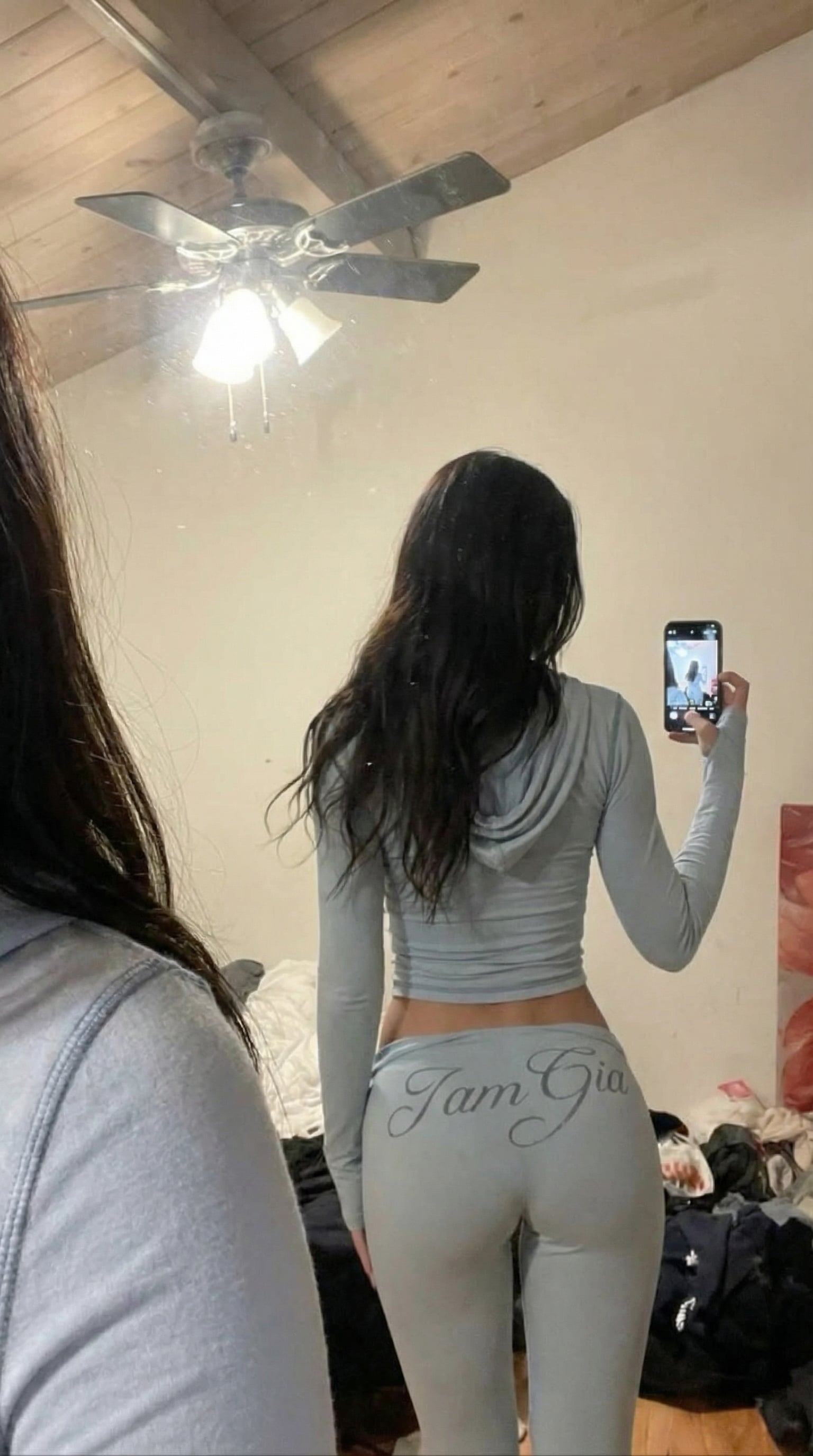 Mirror Selfie Light Blue Outfit Bedroom