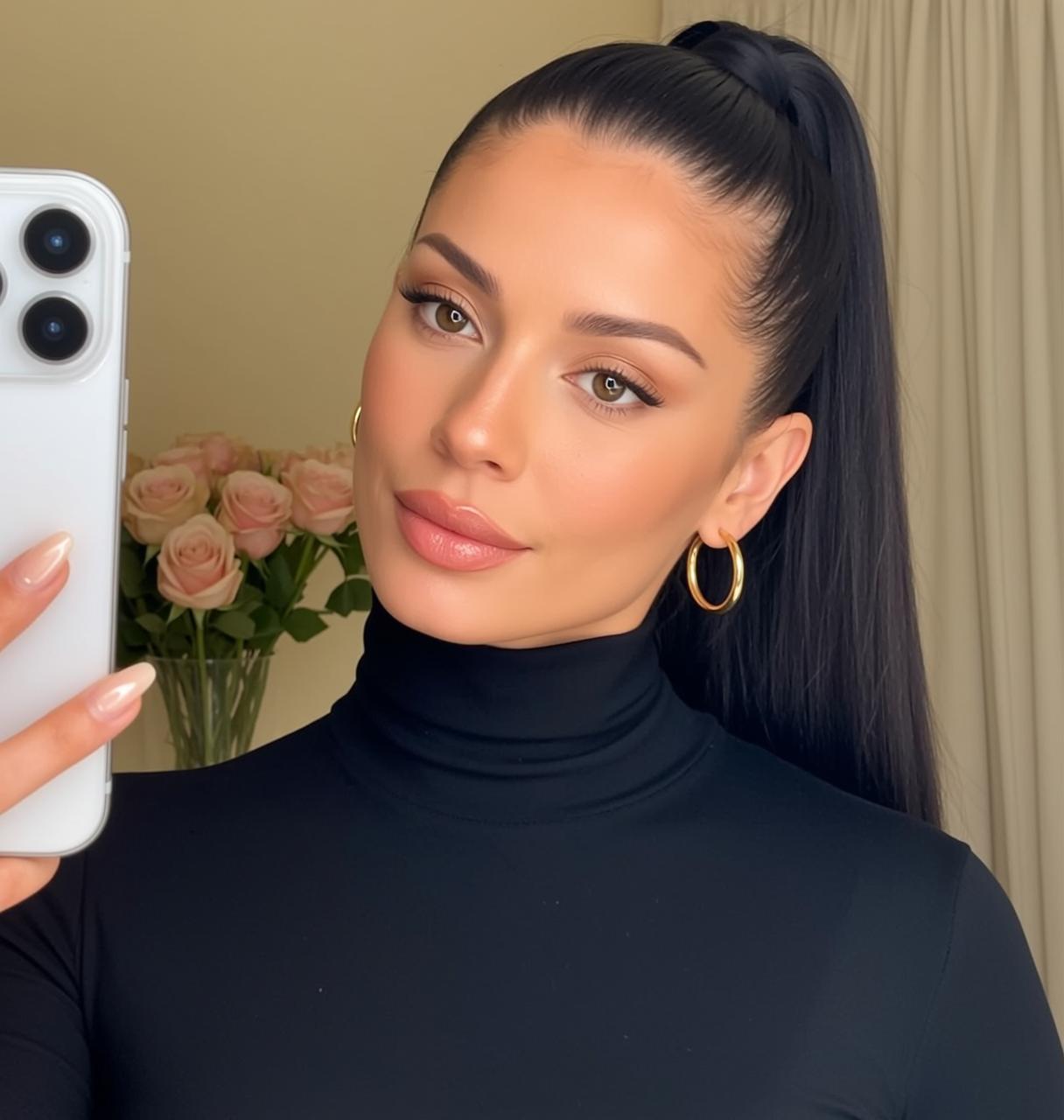 Black Turtleneck Phone Selfie