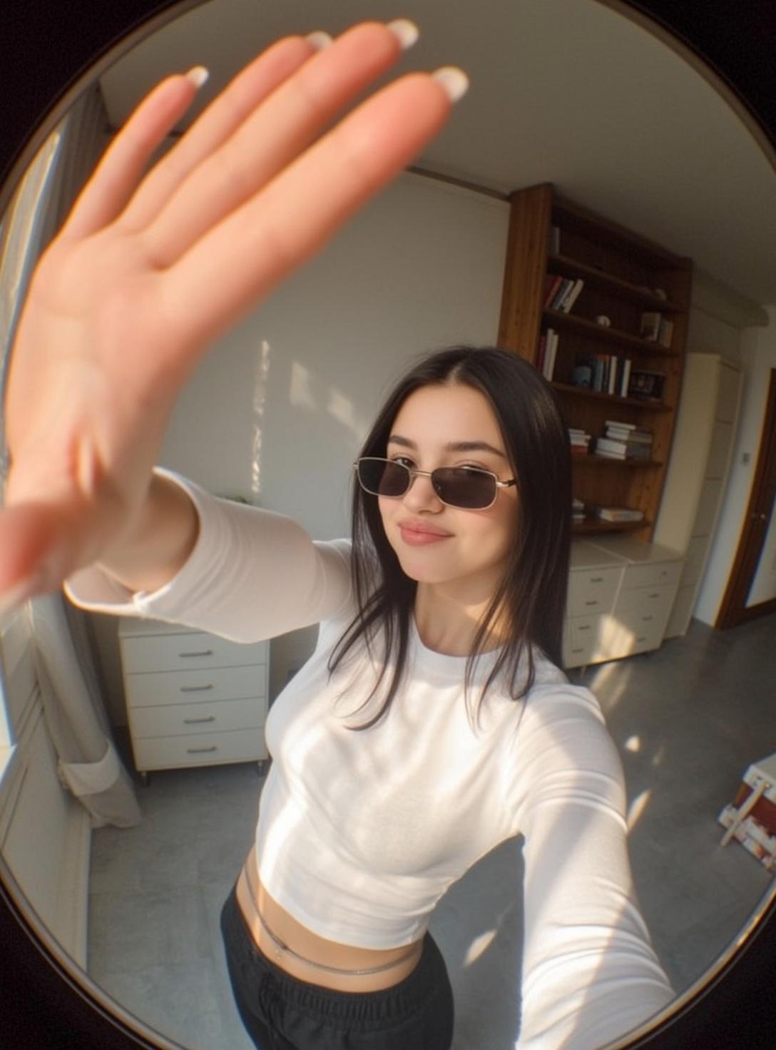 White Crop Top Room Selfie