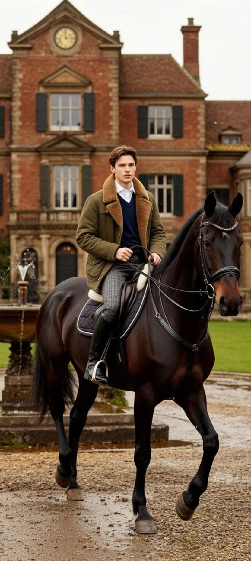 World Seated Dark Brown Horse His Body