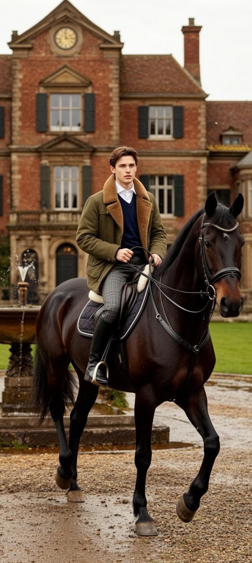 World Seated Dark Brown Horse His Body