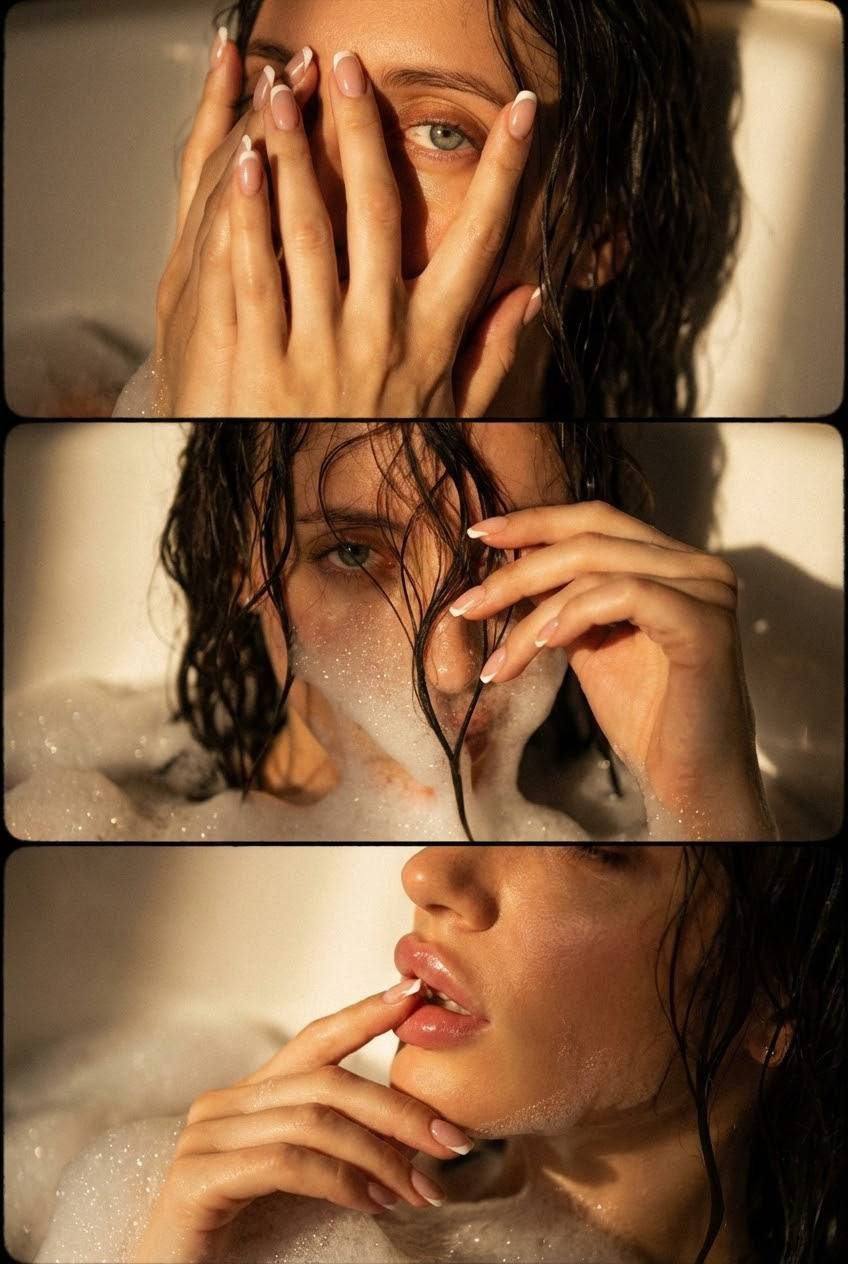 Foam Bath Triptych Portrait reference photo