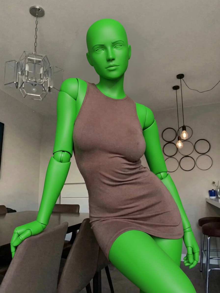 Template for Brown Mini Dress Dining Chair Pose