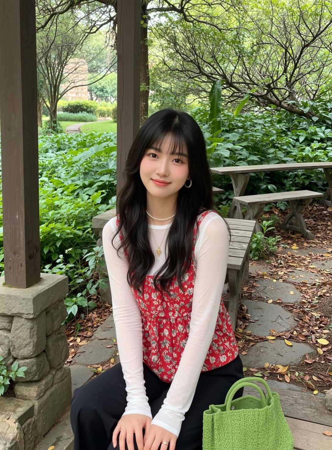 Floral Camisole Park Bench Look