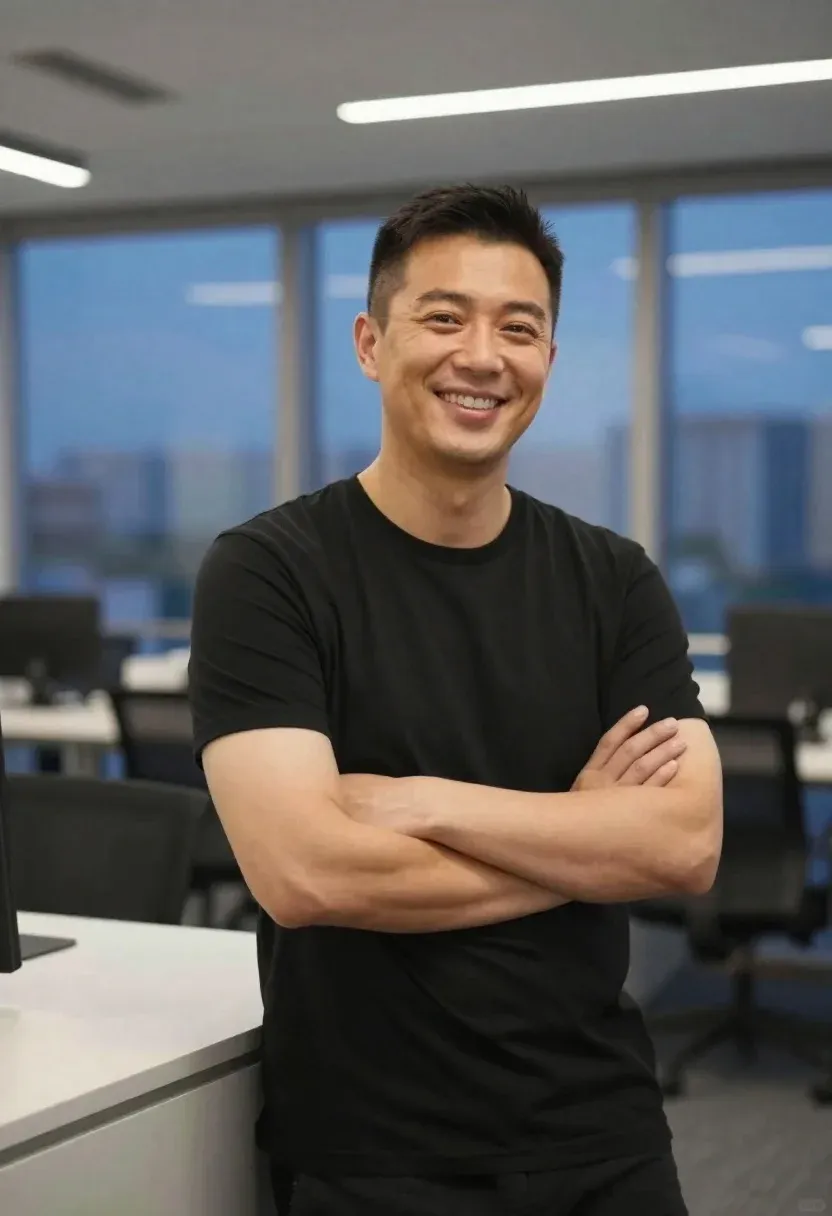 Portrait Man Office Setting Dusk Subject Smiling Man With Short