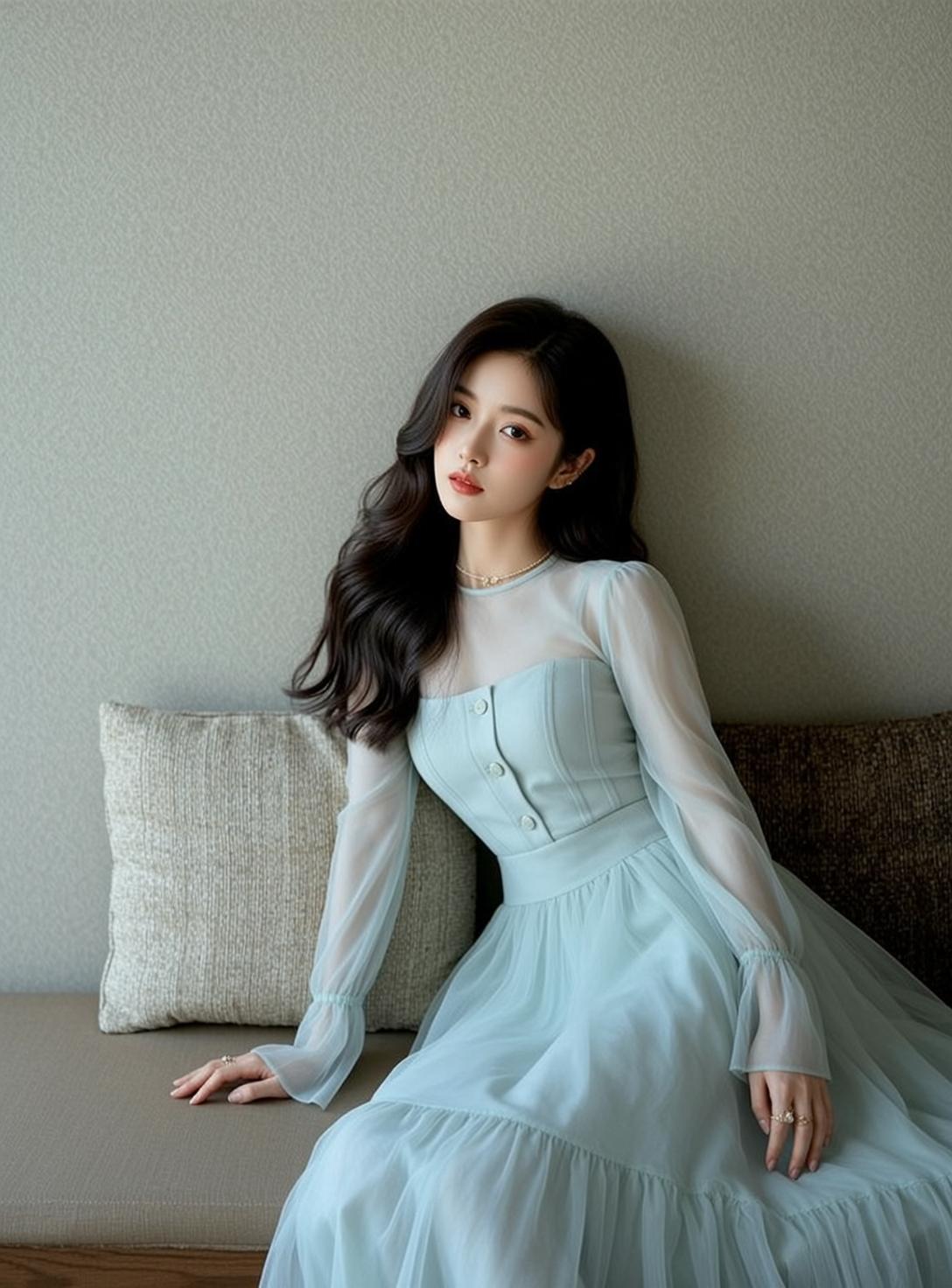 Light Blue Sofa Pose