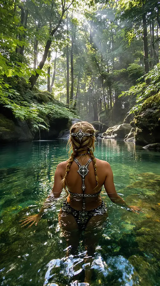 Viking Woman Forest Lagoon