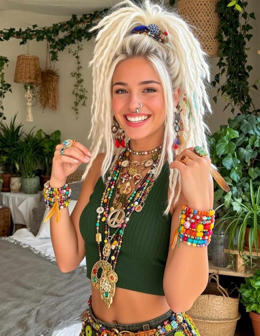 Indie Young Long Blonde Dreadlocks Ponytail Fair