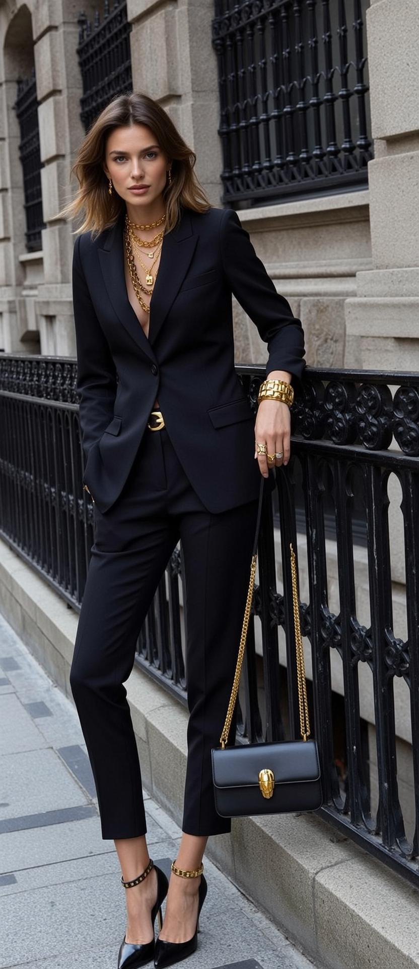 Luxury Brown Shoulder-length Wavy Fair Black Blazer