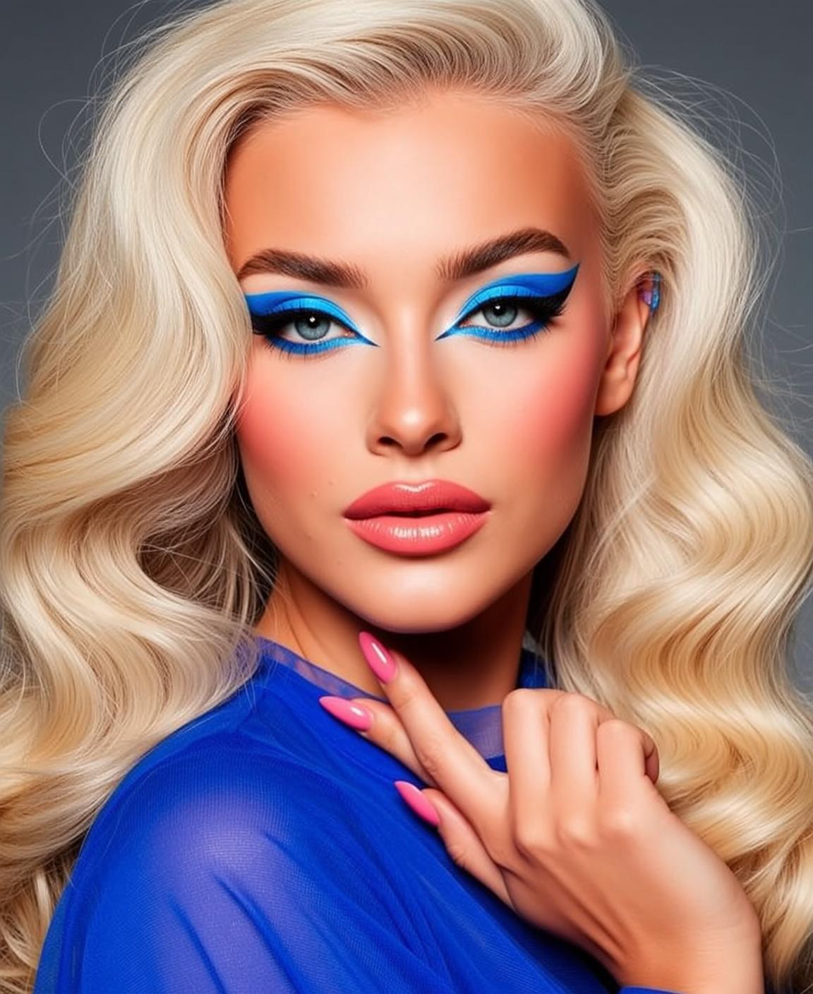 Halloween Makeup Young Long Wavy Blonde Hair
