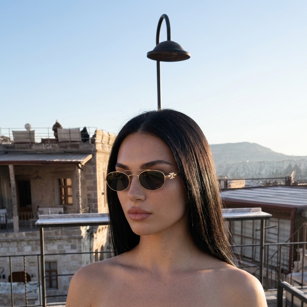 Rooftop Terrace Portrait Daylight Black Lamp Post Stone Architecture