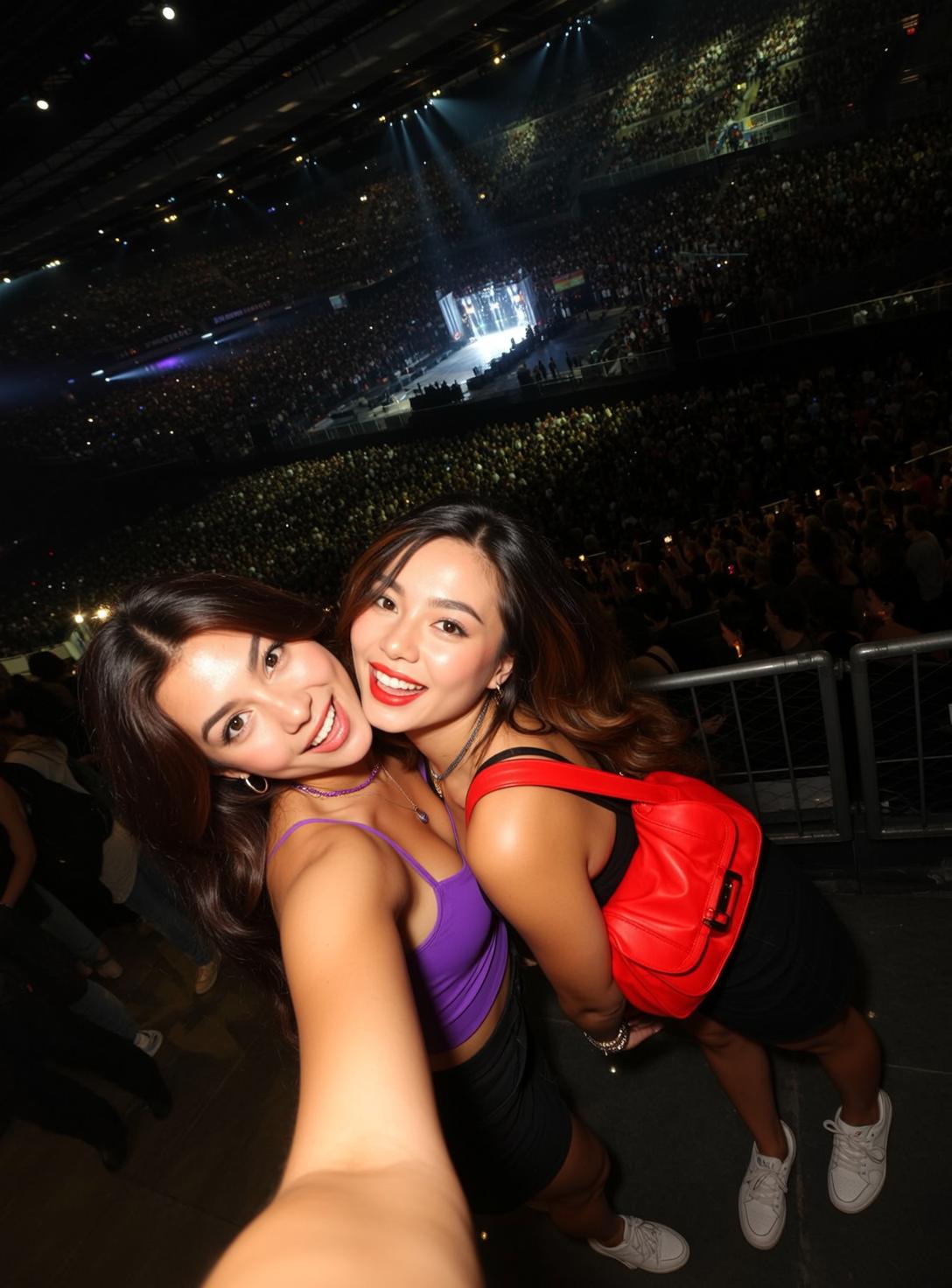 Explore Two Women Are Posing Selfie Concert