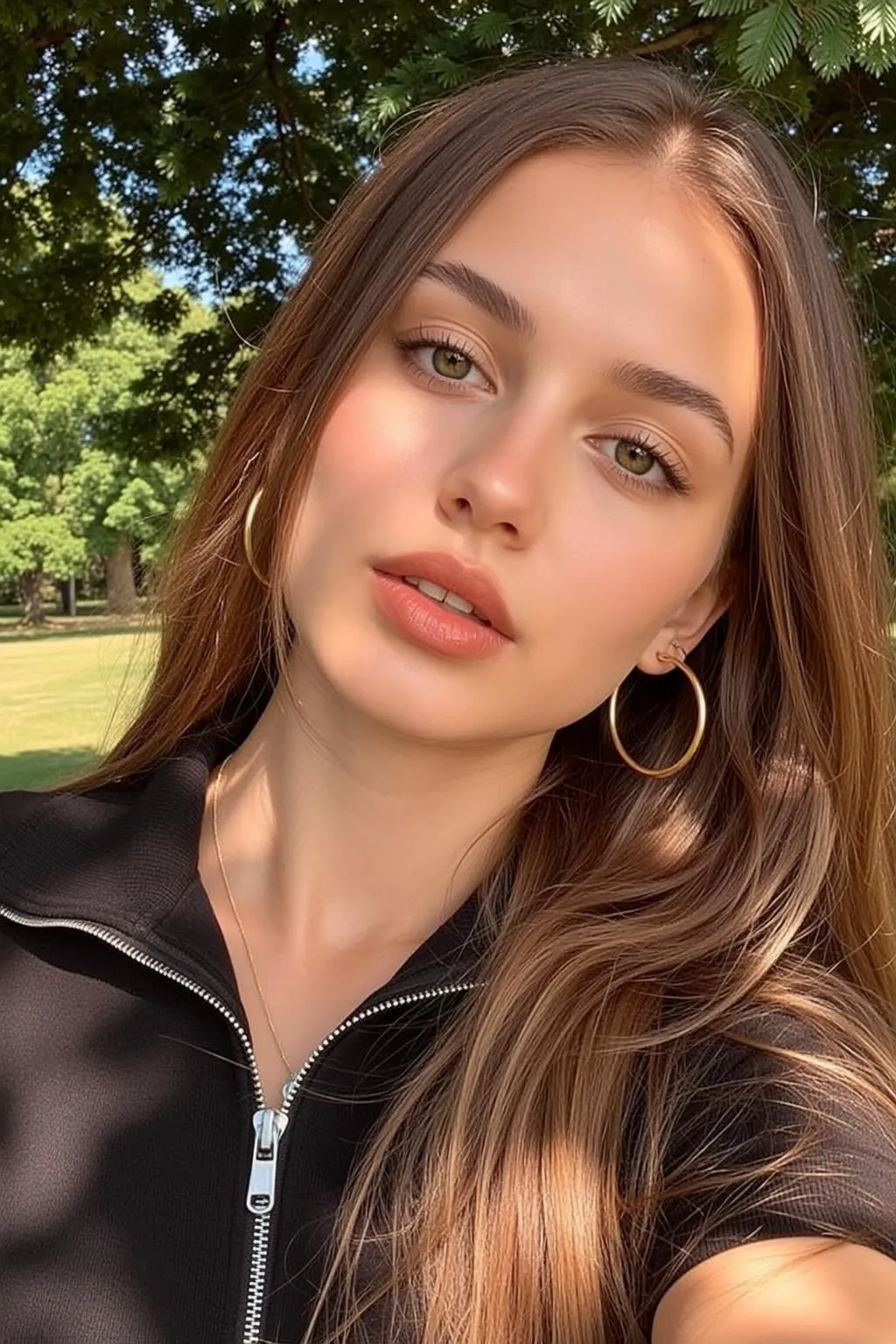 Earrings And Necklace In The Park