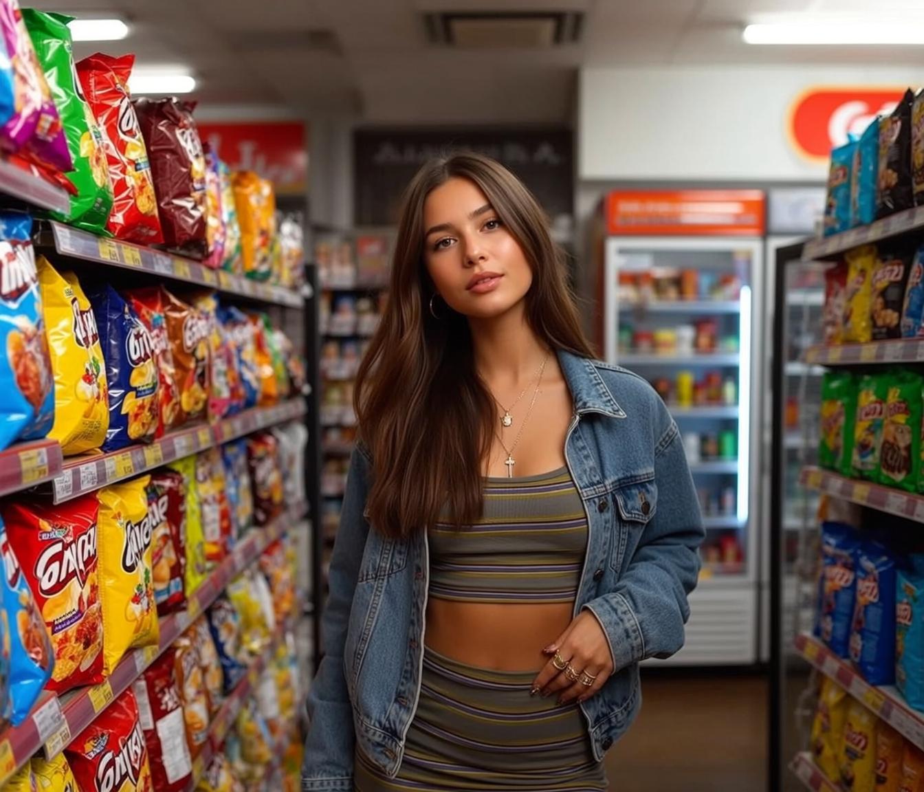 Striped Crop Top Denim Jacket