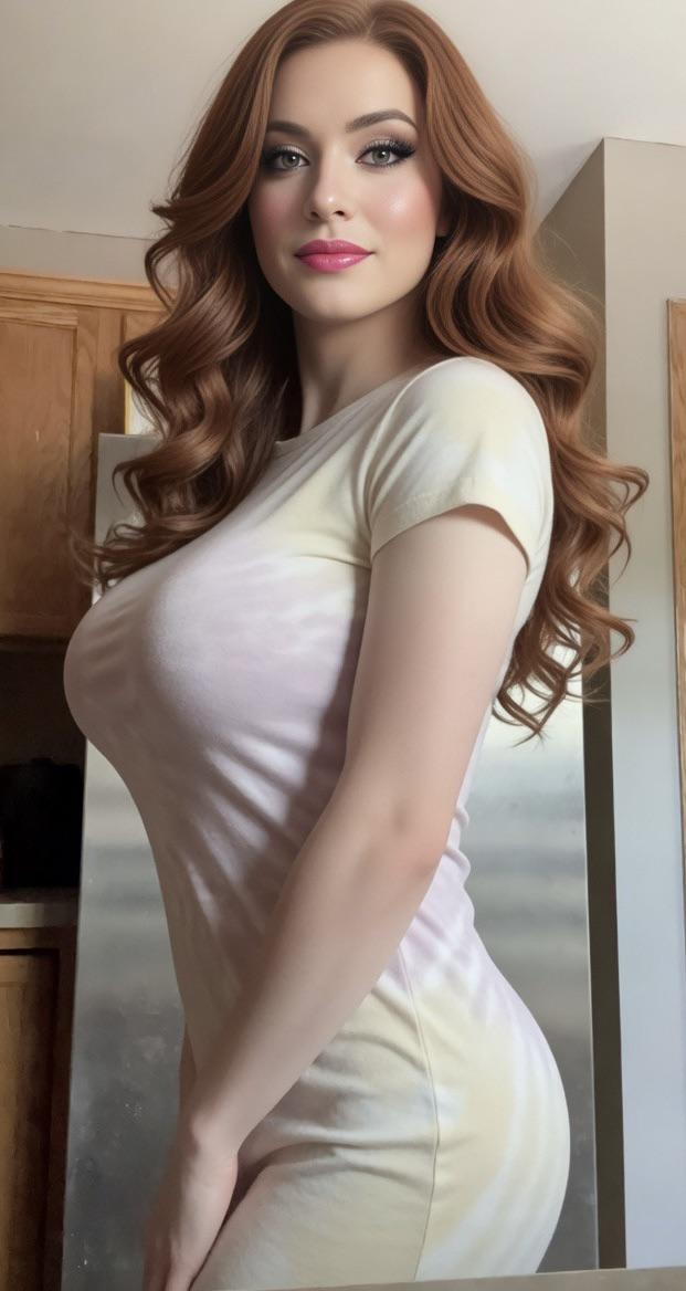 Tie Dye Dress Kitchen Portrait Soft Lighting