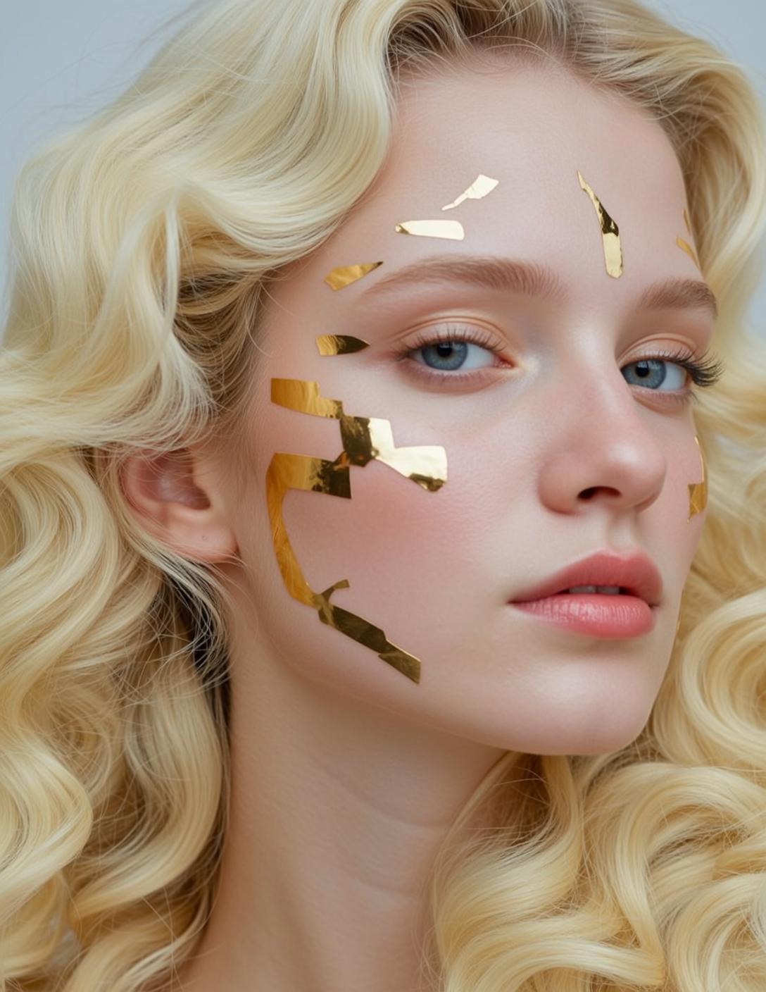 Fairycore Young Blonde Wavy Fair Gold Foil