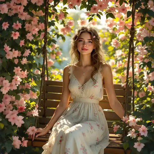 Vibrant Garden Swing Portrait