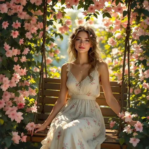 Vibrant Garden Swing Portrait