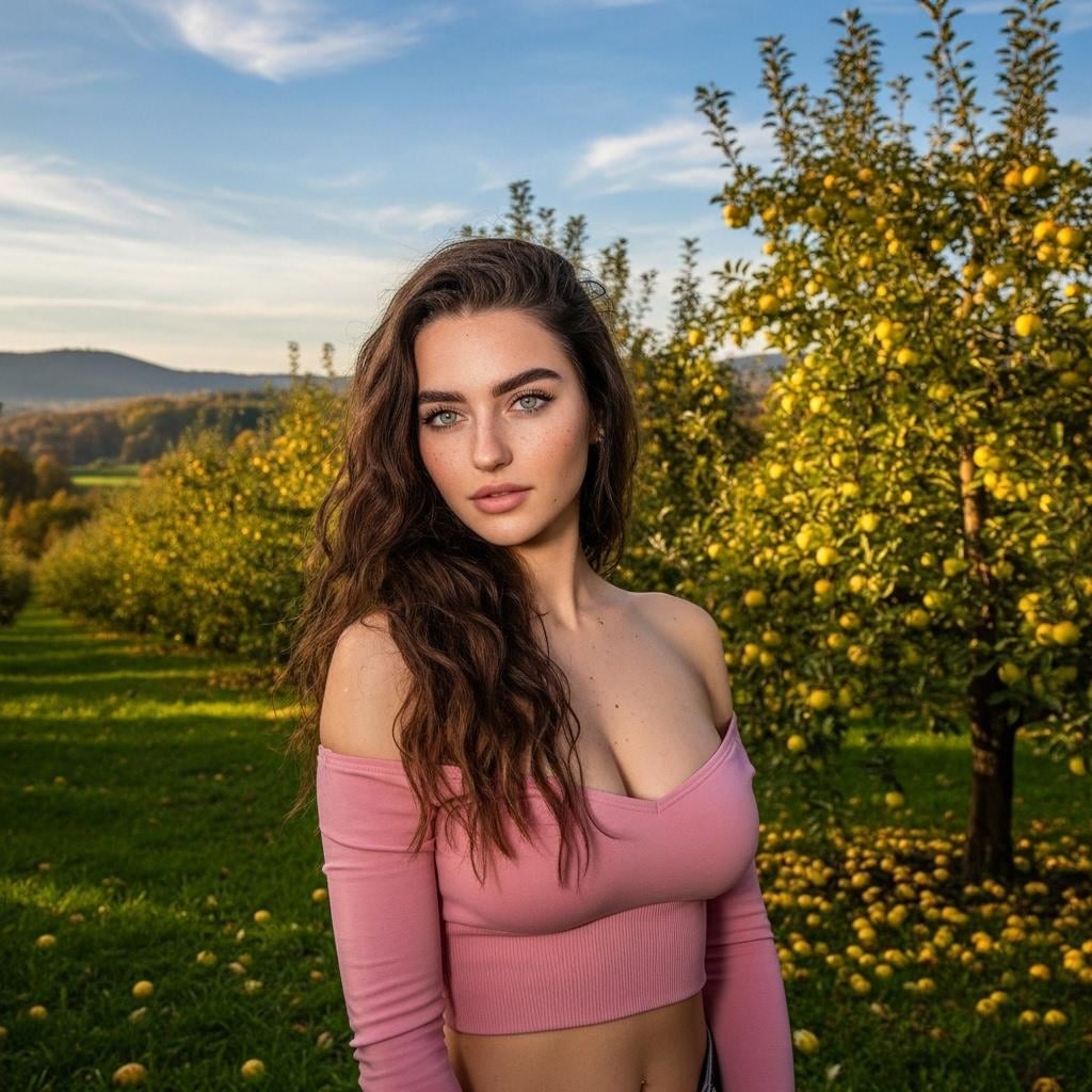 Apple Orchard Portrait Golden Hour Pink Crop Top