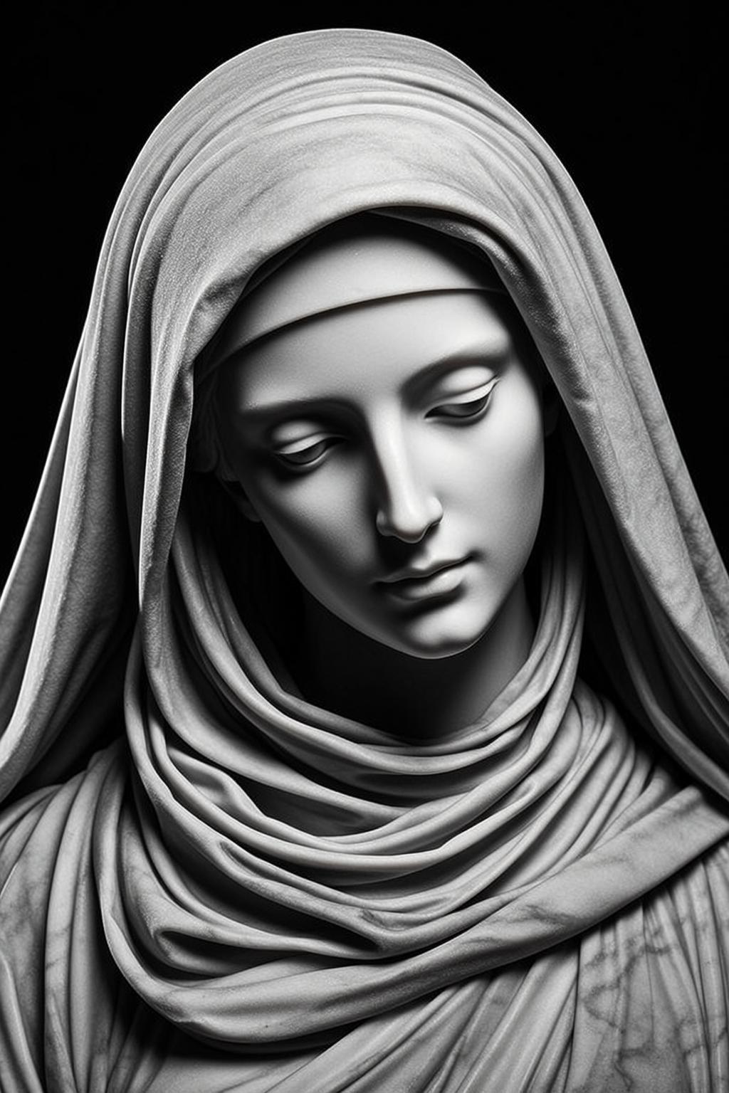 Photorealistic Close-up Portrait Marble Sculpture Woman Depicted Vertical Orientation The