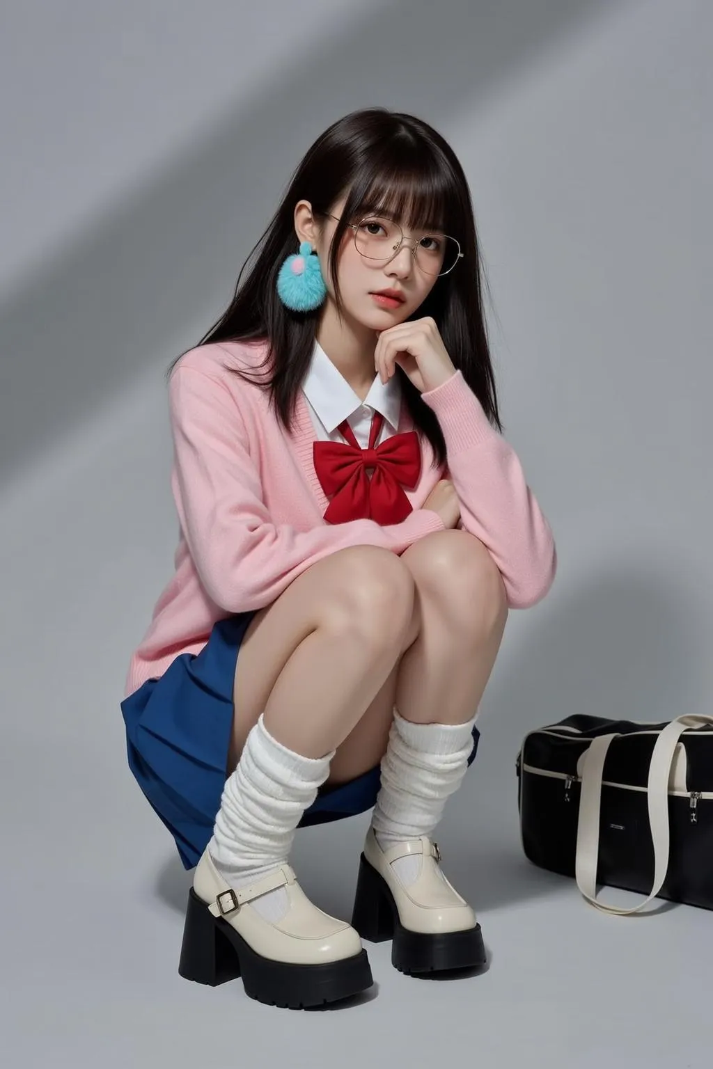 Glasses And Earrings In Studio Portrait