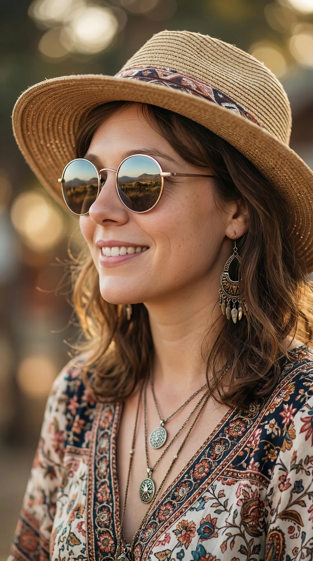 Sunglasses And Earrings And Necklace In Styled Portrait