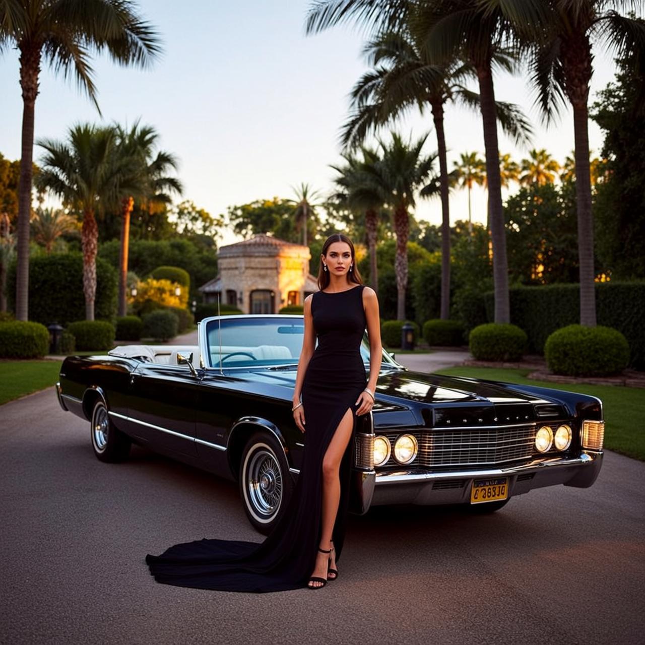 Black Slit Dress Paved Driveway