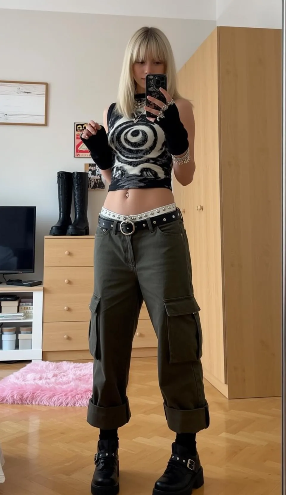 Piercings Necklace And Rings In Bedroom Portrait