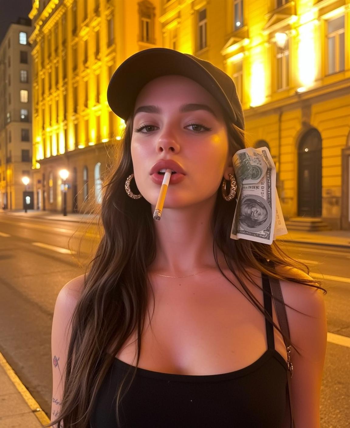 Dark Tank Cigarette Pose