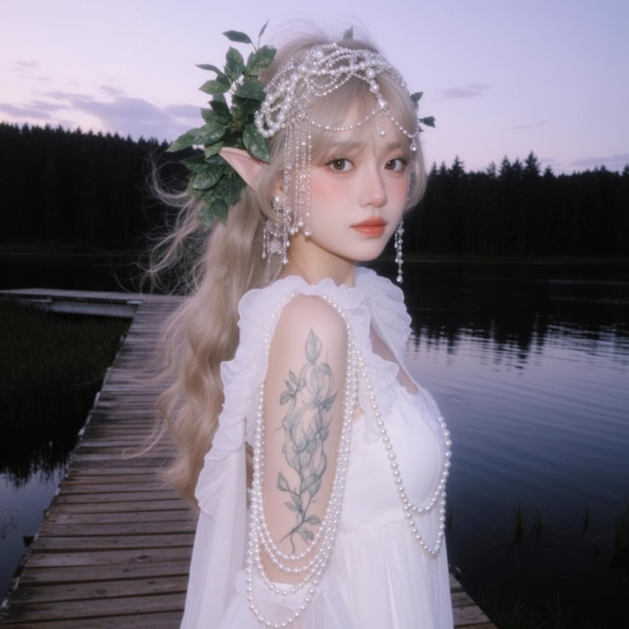 Pearl Headpiece Pier Gown