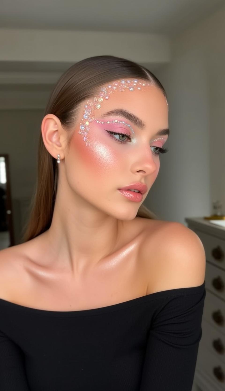 Black Off Shoulder Shimmer Glam