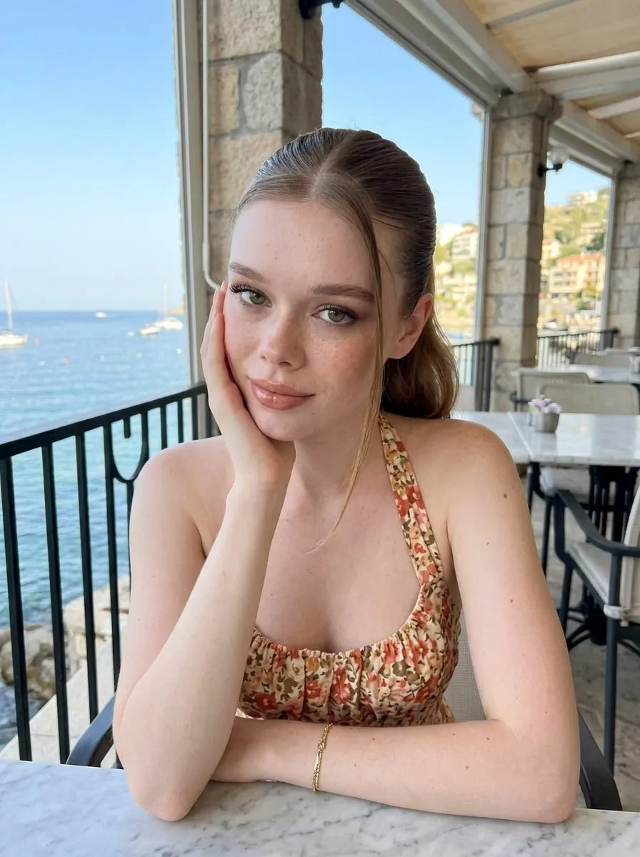 Floral Dress At Mediterranean Seaside Restaurant