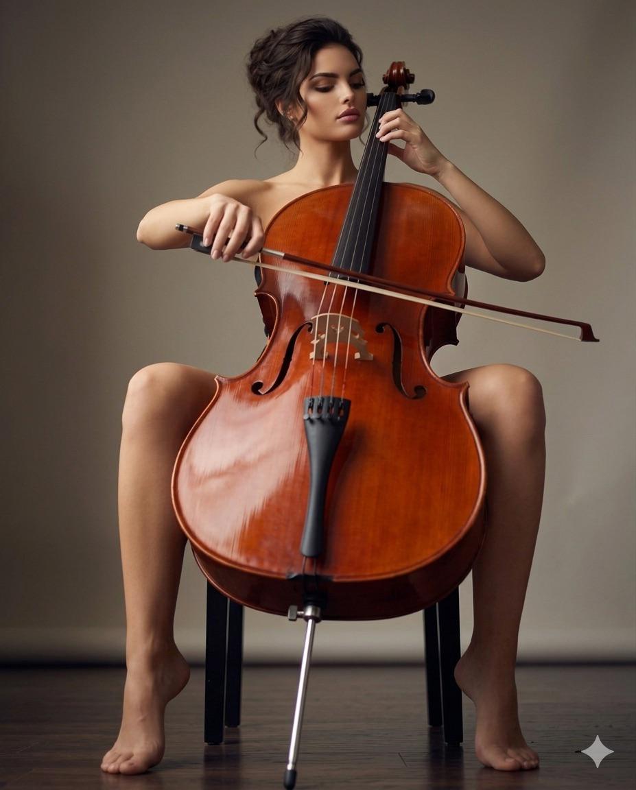 Woman Playing Cello Studio