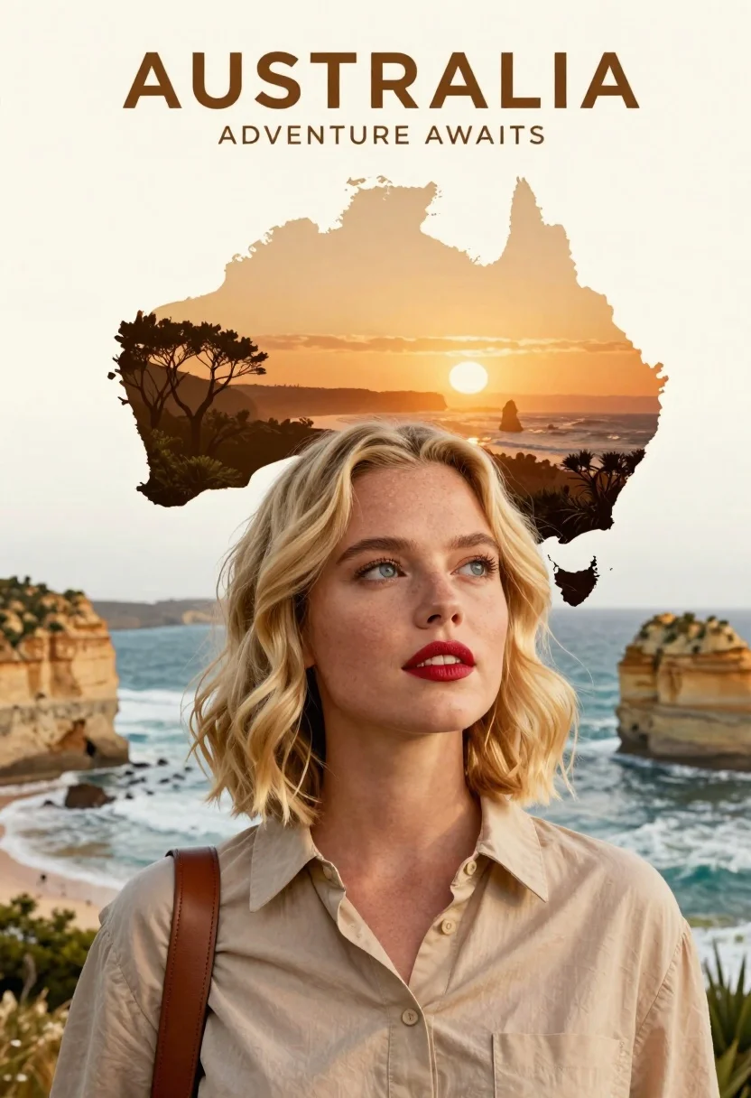 Promotional Poster Featuring Blonde Woman With Wavy Shoulder-length Hair And