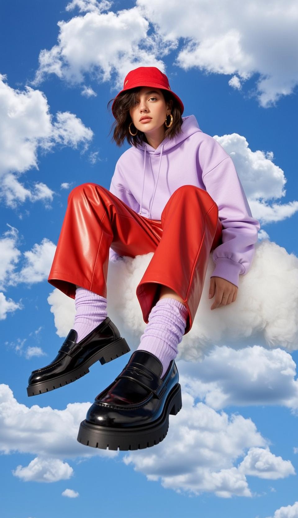 Lavender Hoodie Cloud Pose