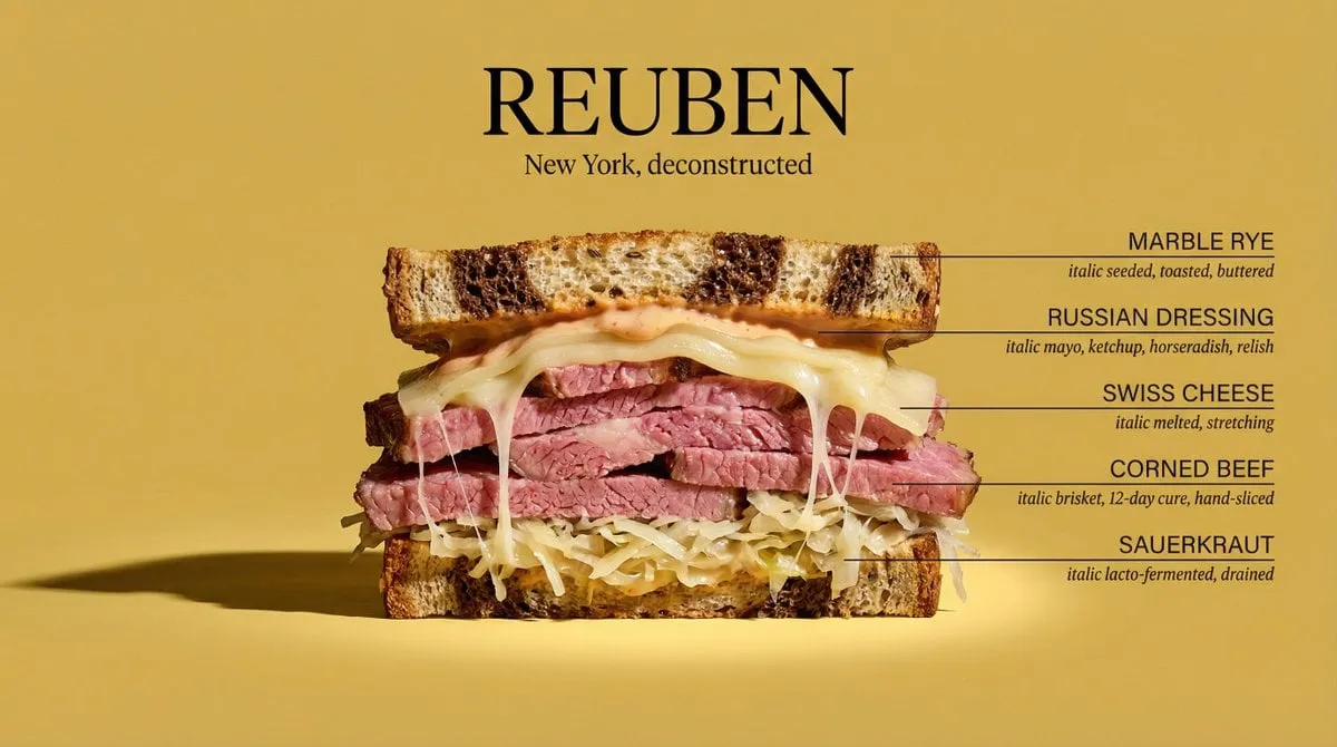 Cinematic Food Diagram Of Dish Name With Ingredient Labels