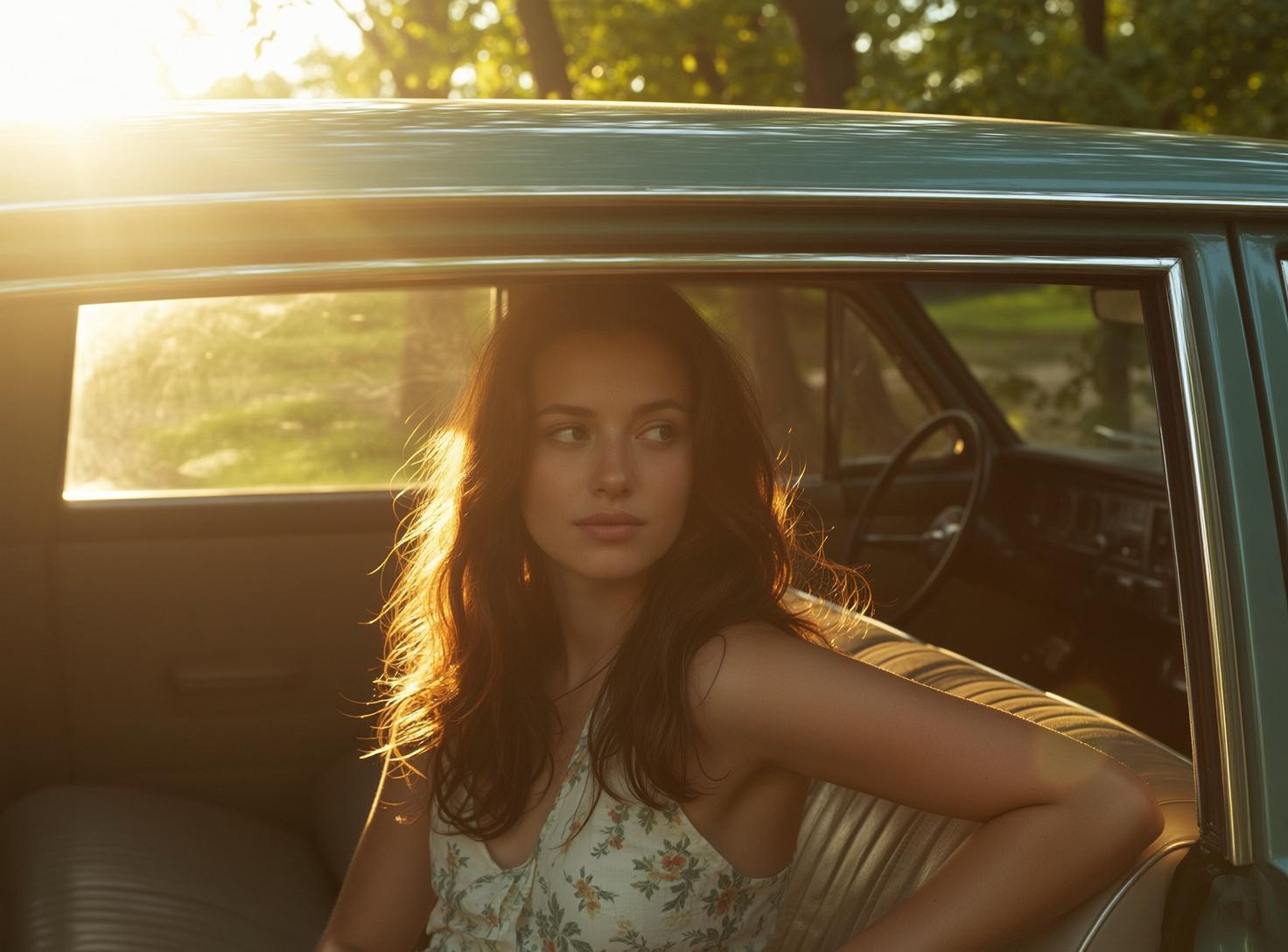 Explore Young Seated Passenger Seat Vintage Car