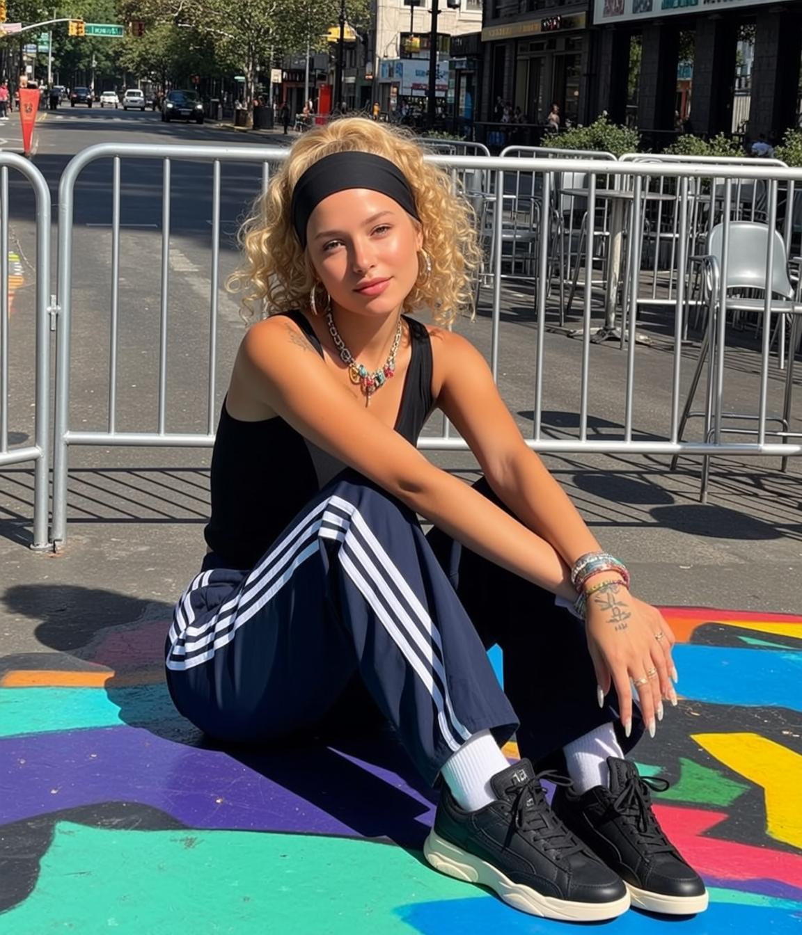 Blonde Woman Urban Street Colorful Ground Tank Top