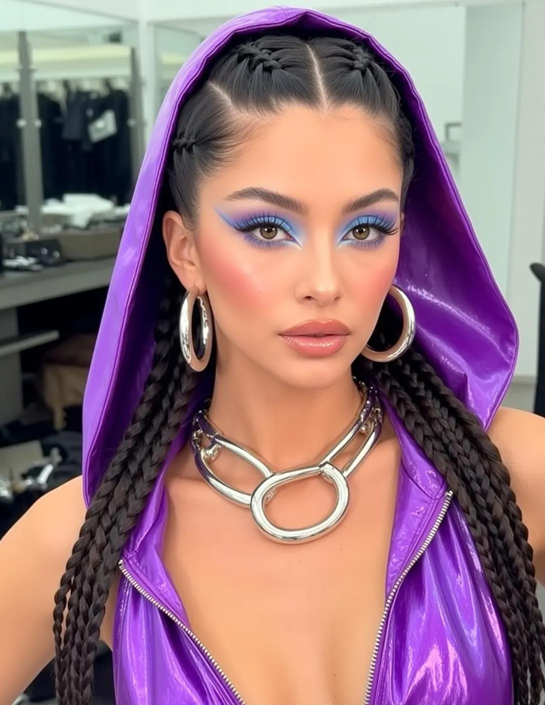 Makeup Head Shoulders Young Dark Hair Styled