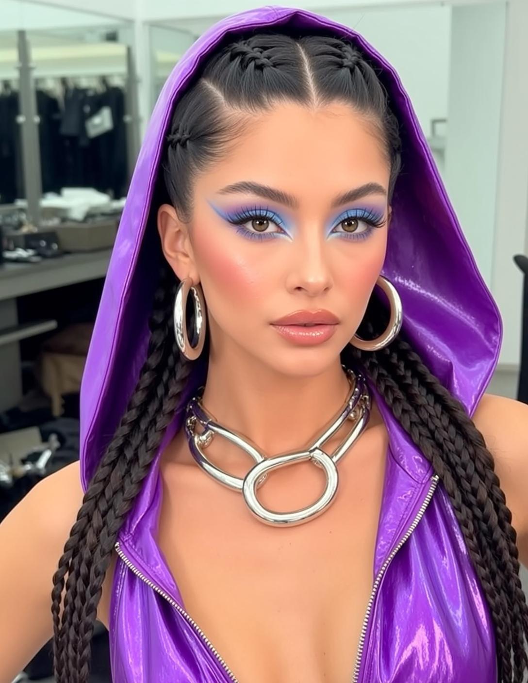 Makeup Head Shoulders Young Dark Hair Styled